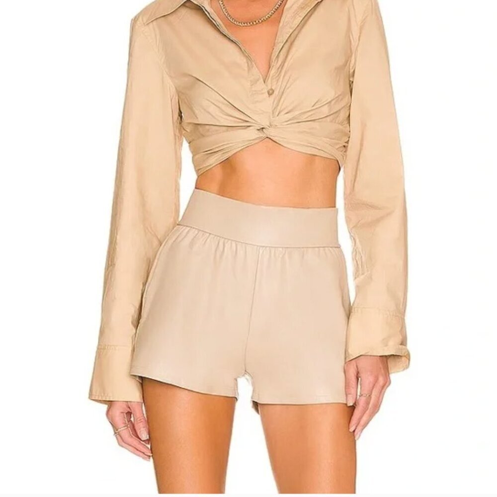 Commando Sand Faux Leather Pull On Shorts Relaxed Fit Pockets Size XS